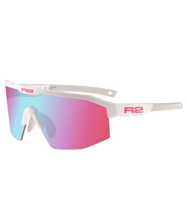 R2 Gain Sport Sunglasses, Glossy White, Pink With Blue