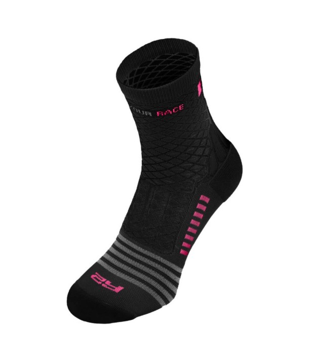 R2 Mission Bike Socks, Black/Neon Pink | Velo Zeķes