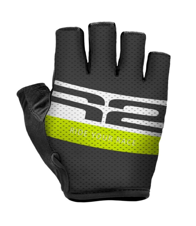 R2 Ride Bike Gloves, Black/White/Yellow