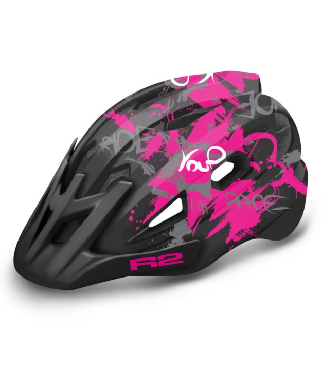 R2 Wheelie Kids Bike Helmet, Black/Pink