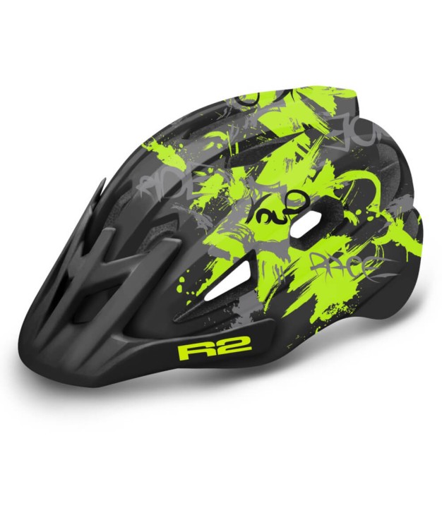 R2 Wheelie Kids Bike Helmet, Black/Yellow