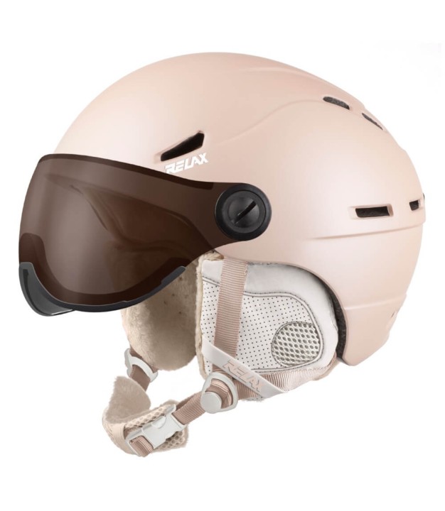 Relax Patrol Visor Women's Ski Helmet, Matte Pearl/Beige