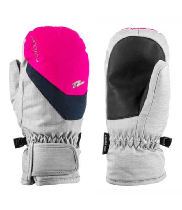 Relax Quente Kids Ski Gloves, Grey/Pink/Blue