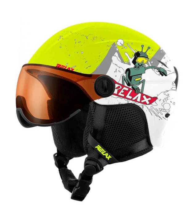 Relax Twister Visor Ski Helmet, Matt Yellow/White