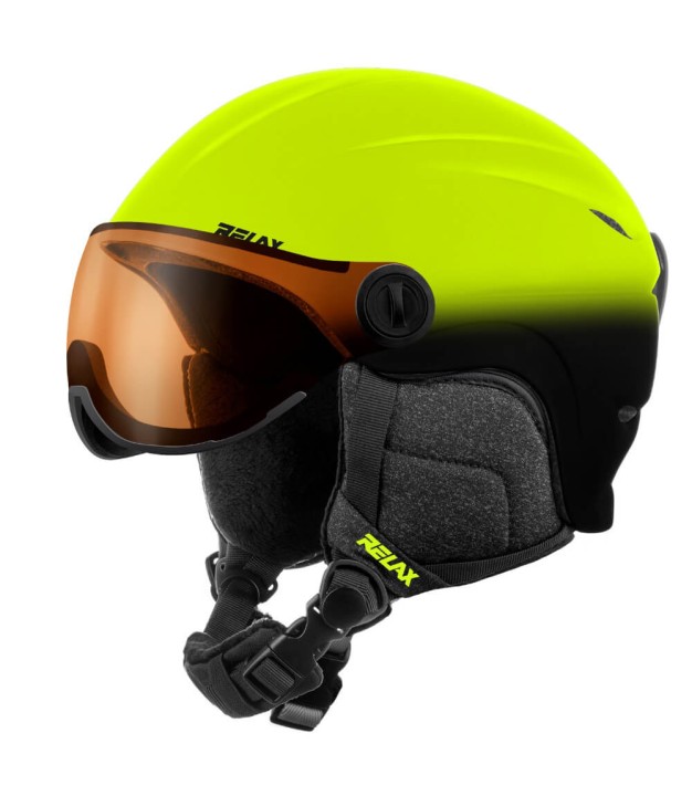 Relax Twister Visor Ski Helmet, Matte Neon Yellow/Black