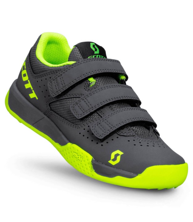 Scott MTB AR Kids Strap Shoes, Grey/Neon Green