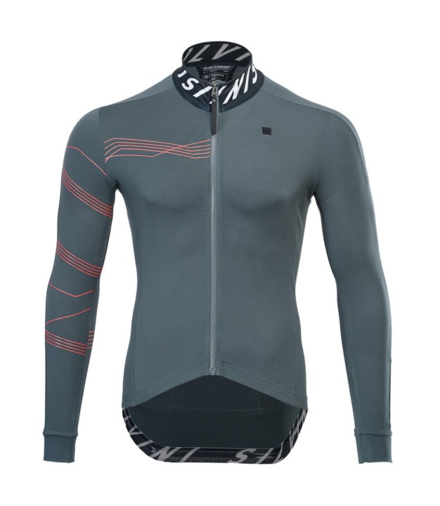 Silvini Varano Men's LS Jersey, Charcoal/Ruby