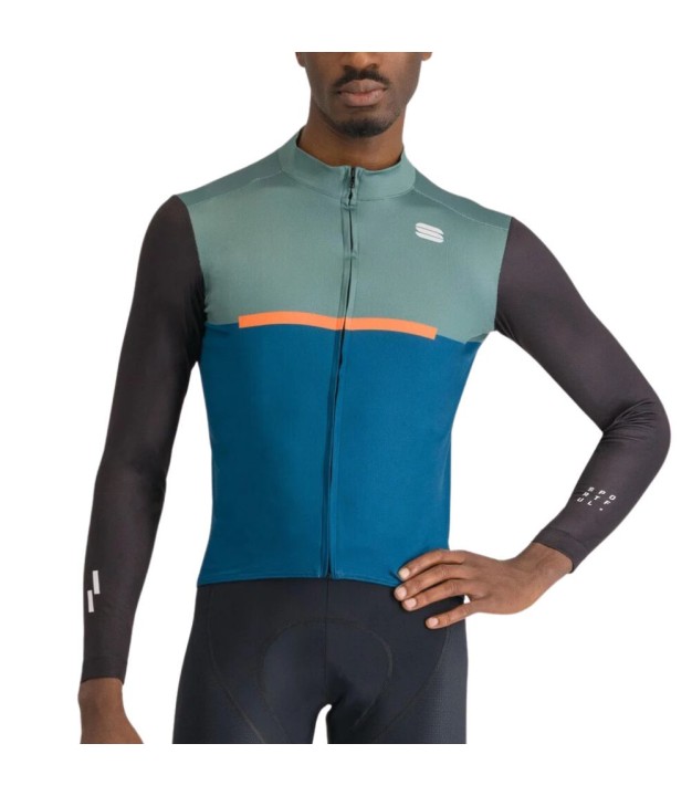 Sportful Pista Men's Thermal Jersey, Blue/Green/Black