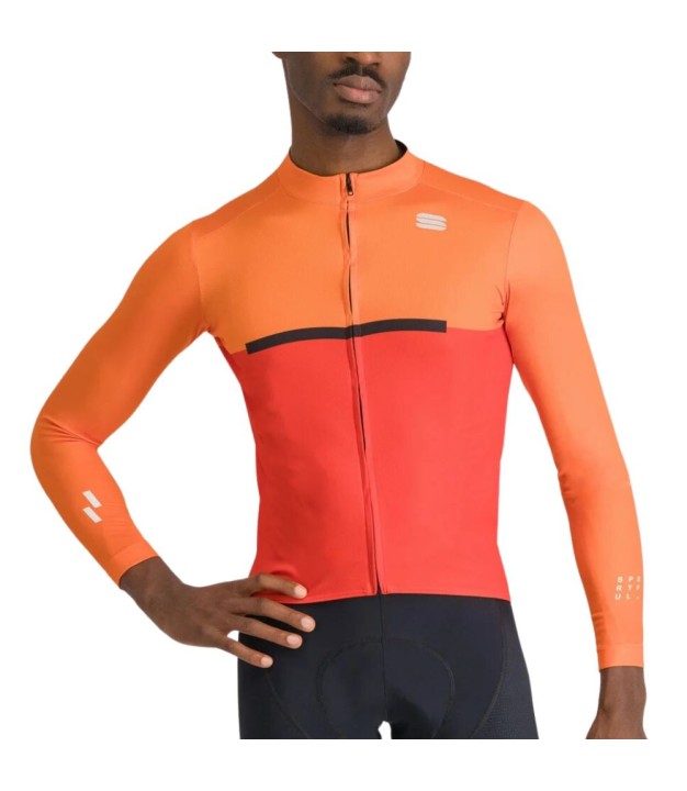 Sportful Pista Men's Thermal Jersey, Red/Orange/Black