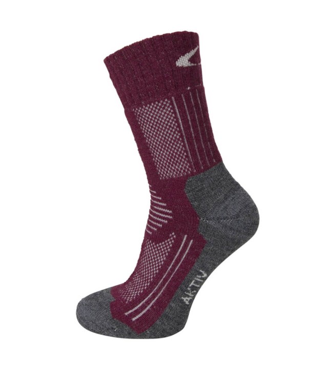 Ulvang Aktiv Jr Kids Merino Socks, Charcoal Melange/Fig