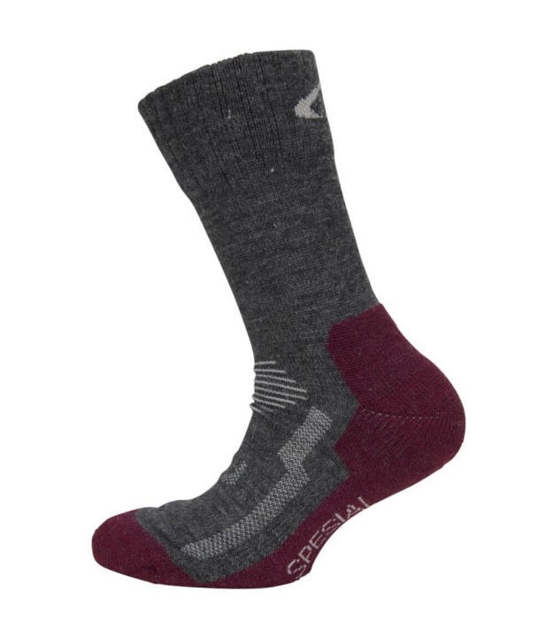 Ulvang Spesial Jr Merino Socks, Charcoal Melange/Fig