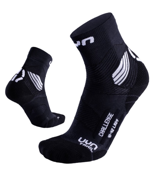 UYN Challenge Women's Trail Running Socks, Black/White