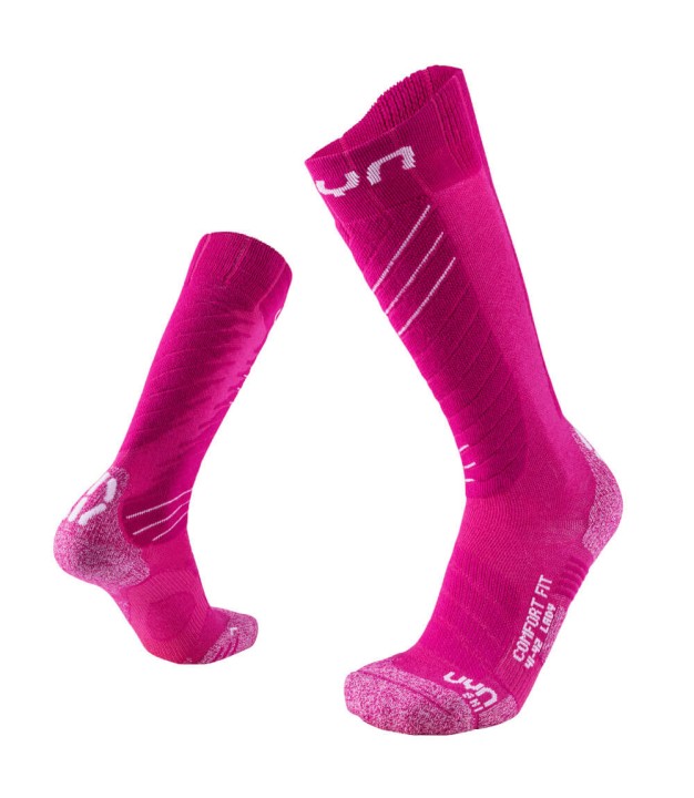 UYN Comfort Fit Women's Ski Socks, Pink/White