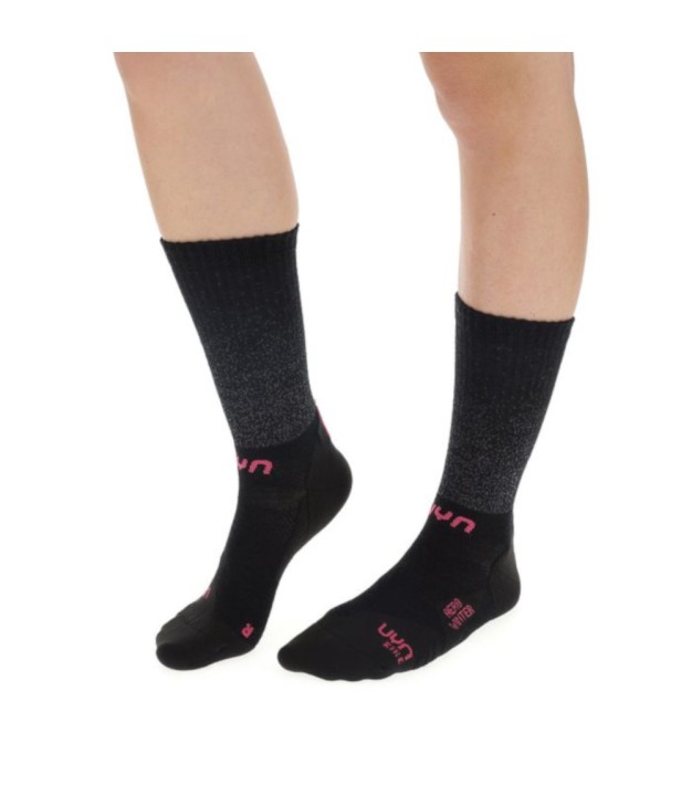 UYN Cycling Aero Women's Winter Socks, Black/Pink