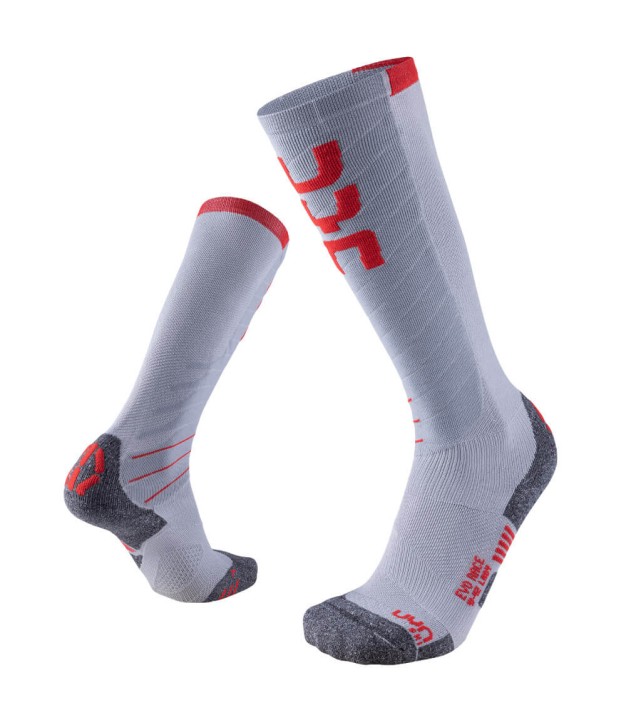 UYN Evo Race Women's Ski Socks, Grey/Red