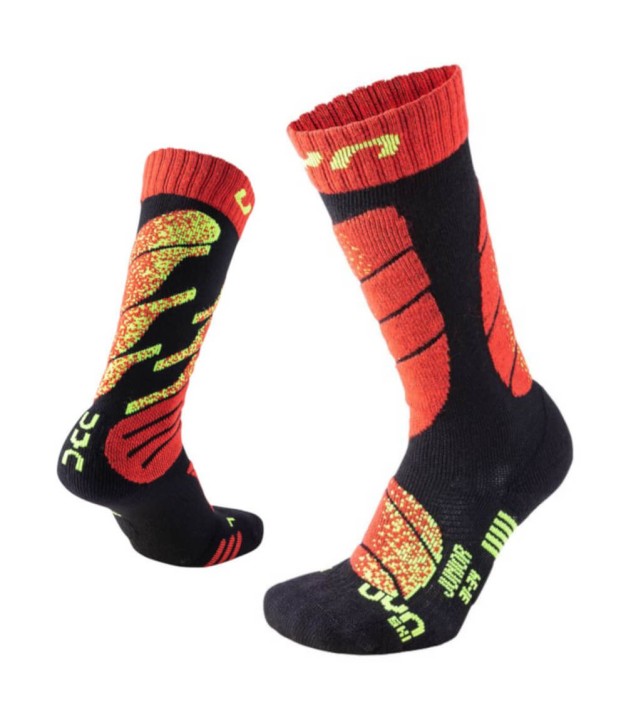 UYN Kids Ski Socks, Black/Red