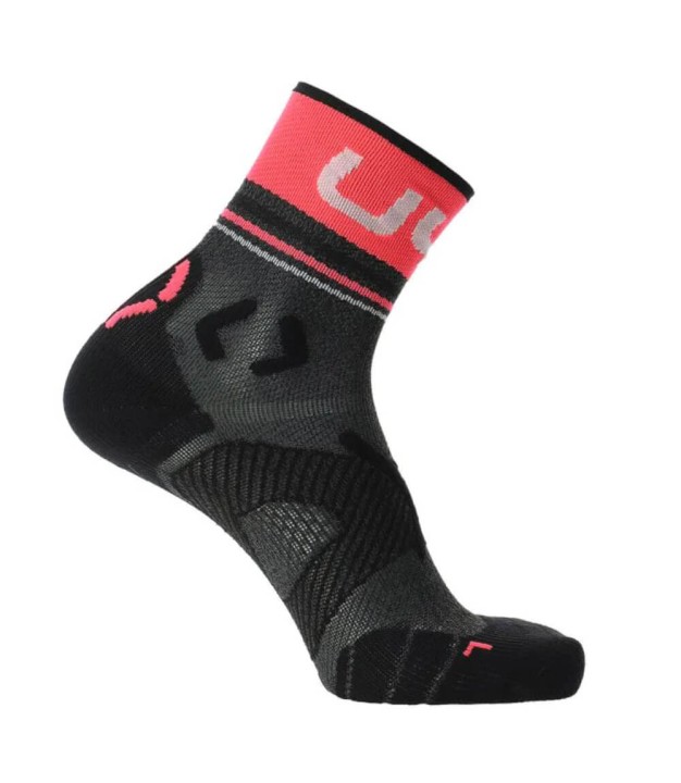 UYN Runner's One Women's Short Socks, Grey Melange/Pink