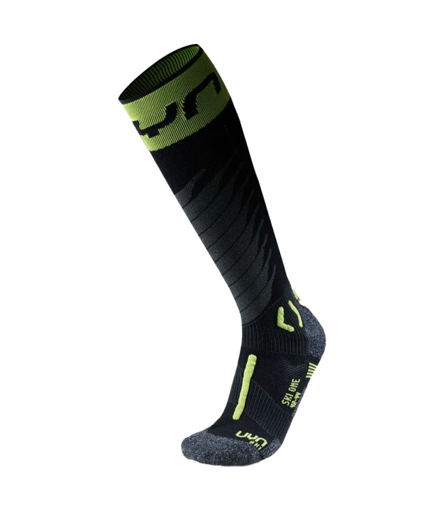 UYN Ski One Merino Men's Socks, Black/Lime