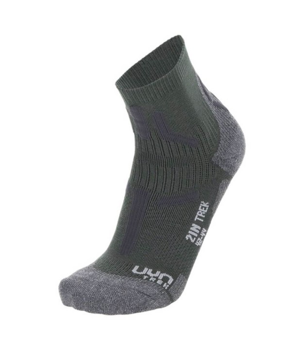 UYN Trekking 2in Low Cut Men's Socks, Military/Grey Melange