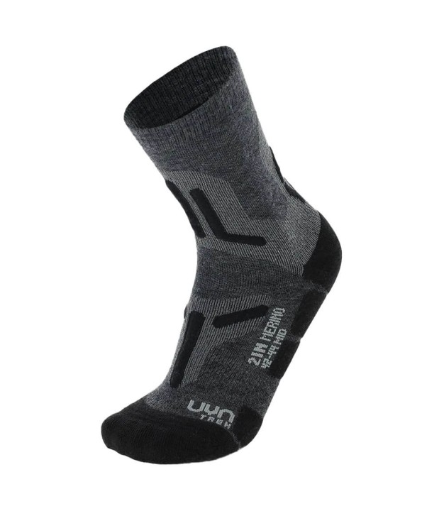 UYN Trekking 2in Men's Merino Mid Socks, Mid Grey/Black