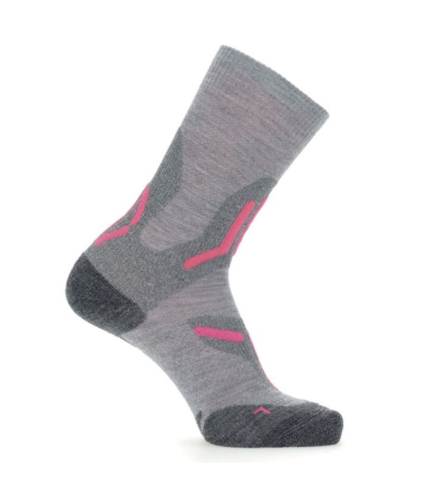 UYN Trekking 2in Women's Merino Mid Socks, Grey/Pink