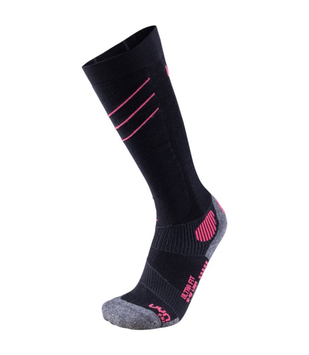 UYN Ultra Fit Women's Ski Socks, Black/Pink