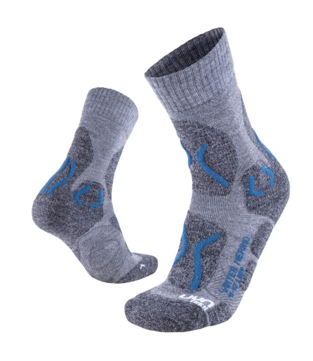 UYN Winter Merino Women's Trekking Socks, Grey/Blue