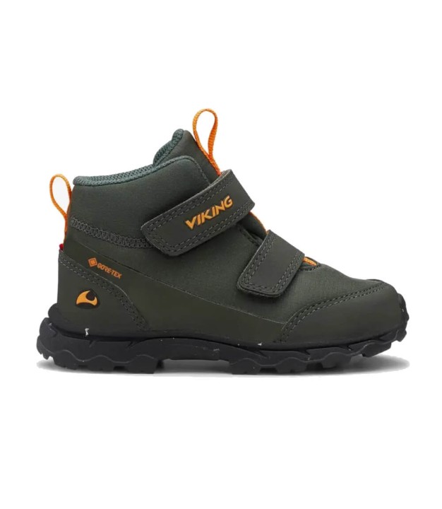 Viking Ask Mid F GTX Kids Boots, Huntinggreen/Orange