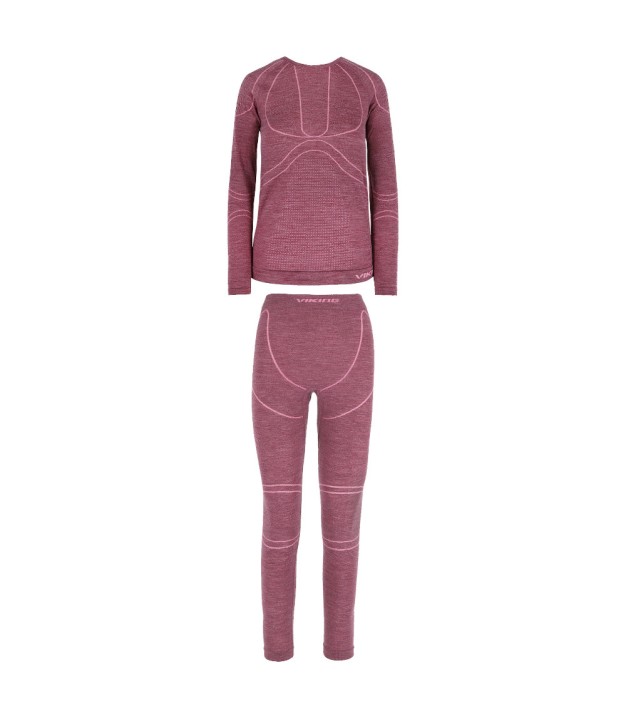 Viking Lan Pro Women's Base Layer Set, Claret/Pink