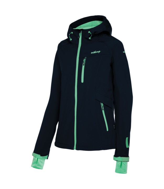 Viking Maroni Women's Softshell Jacket, Navy Blue/Turquoise