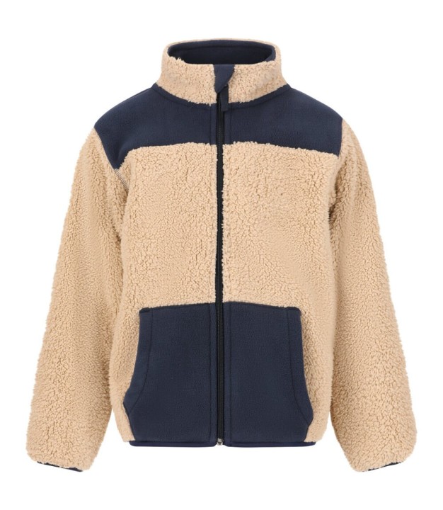 ZigZag Dotson Teddy Kids Fleece Jacket, Beige/Navy