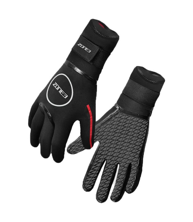 Zone3 Heat-Tech Neoprene Swim Gloves, Black/Red