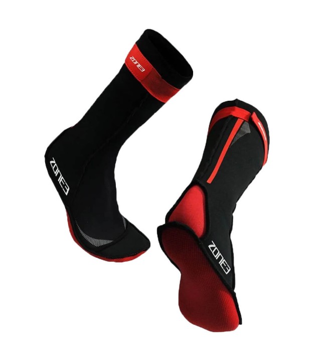 Zone3 Neoprene Swim Socks, Black/Red