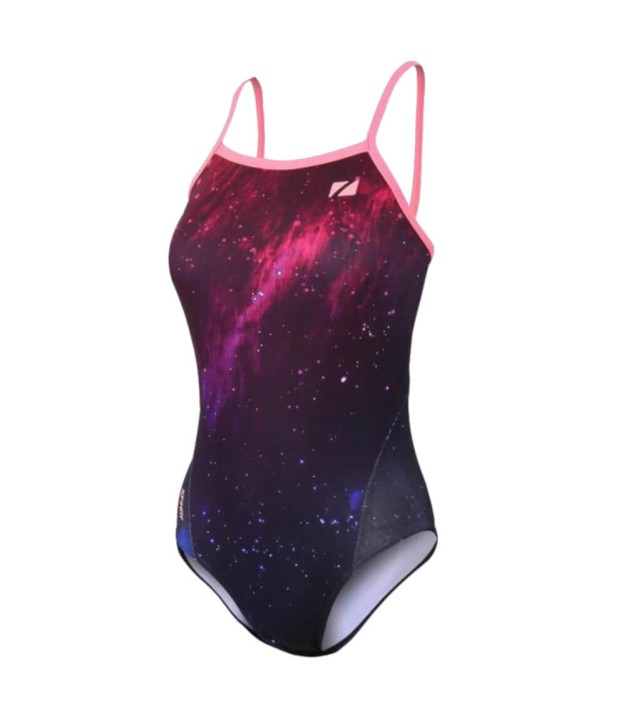 Zone3 Strap Back Women's Swimsuit, Cosmic/Black/Purple