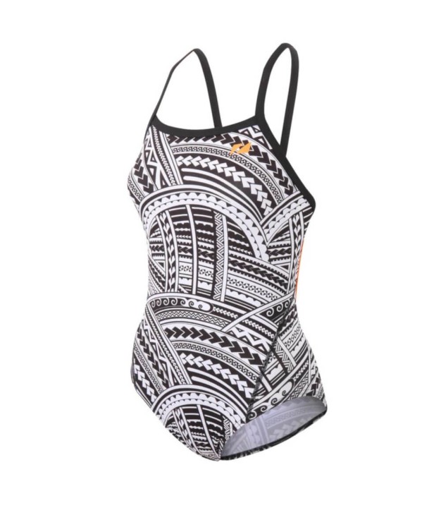 Zone3 Strap Back Women's Swimsuit, Kona/Black/White